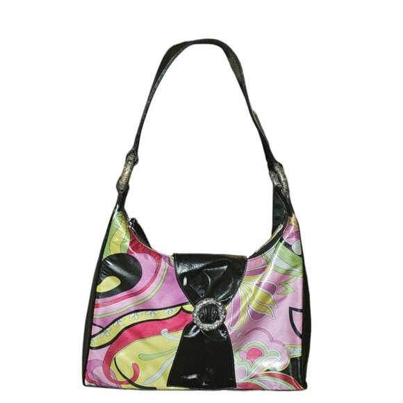 Millie Bags Multicolor Floral Print Handbag With Black Strap - Picture 1 of 16